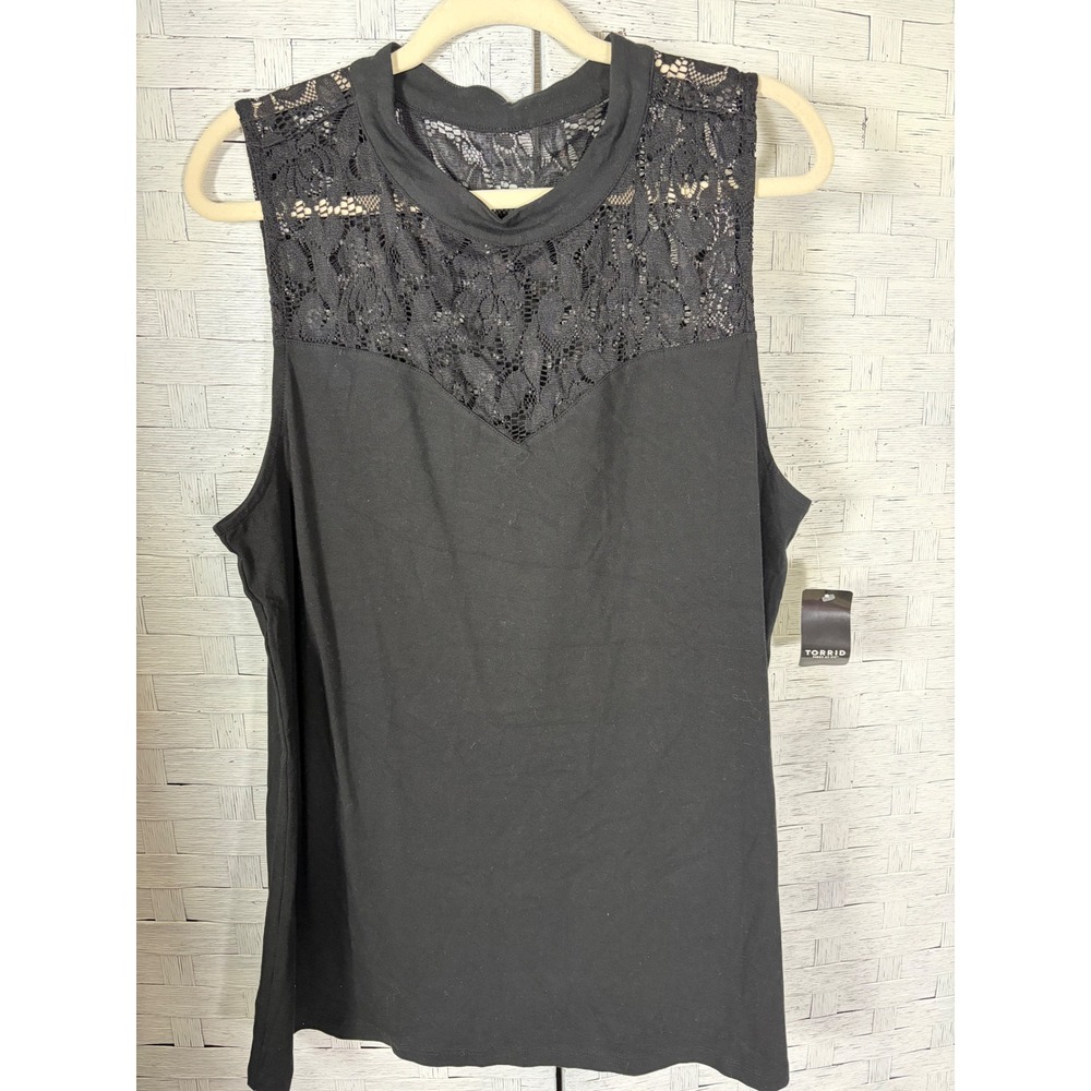 Torrid Womens Tank Top Foxy Lace Whichy Whimsigoth Mock Neck Sleeveless Plus Sz